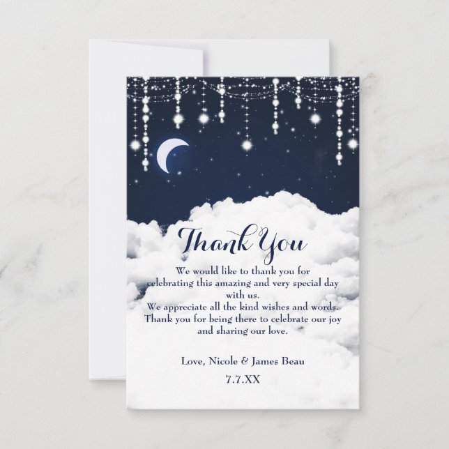Tarjeta de agradecimiento a las nubes y las estrel (Anverso)