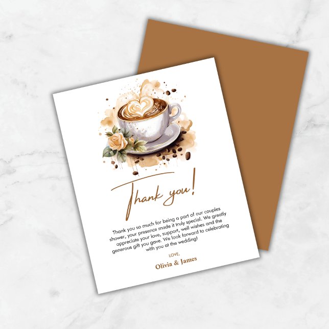 Tarjeta de agradecimiento a las parejas de mezclas (Budget The Perfect Blend Coffee Couples Shower Thank You Card )