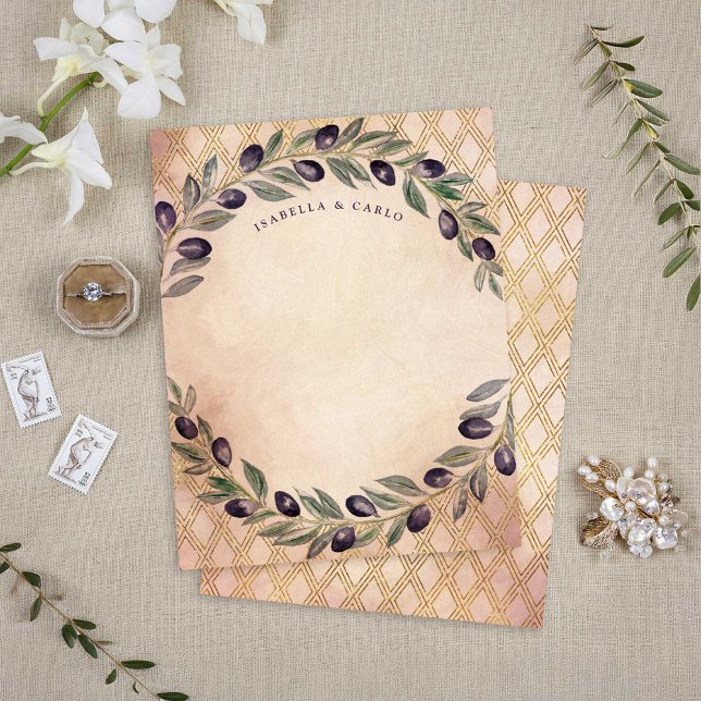 Tarjeta de agradecimiento a las sucursales italian (Italian Olive Branches Thank You Card)