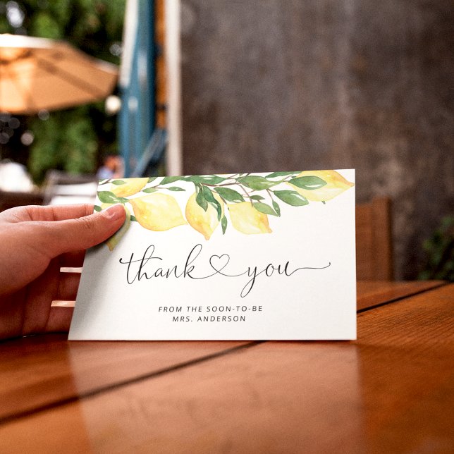 Tarjeta de agradecimiento a Lemon Citrus Bridal Sh (Subido por el creador)