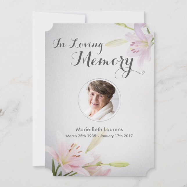 Tarjeta de agradecimiento a Lilies Sympathy Memori (Anverso)