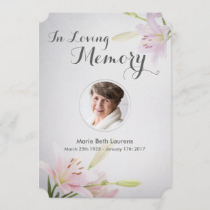 Tarjeta de agradecimiento a Lilies Sympathy Memori