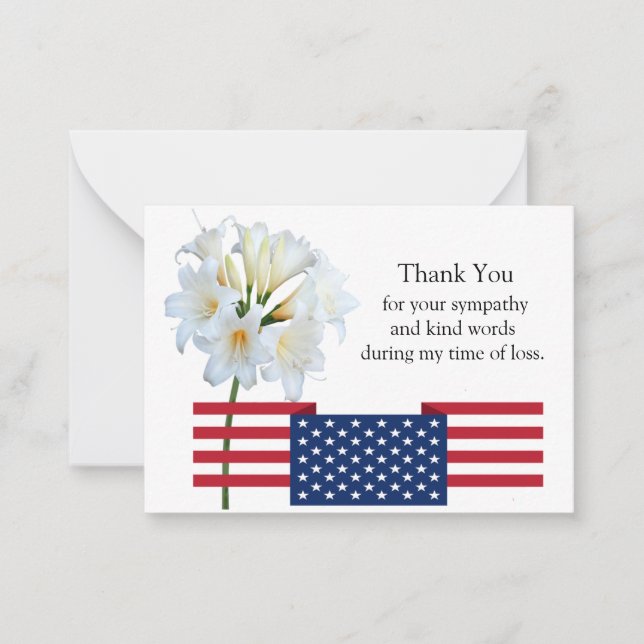 Tarjeta de agradecimiento a Lily Flower On Flag (Anverso)