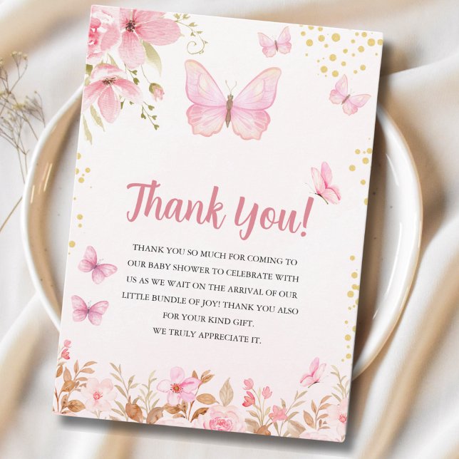 Tarjeta De Agradecimiento A Little Butterfly is on the Way, Baby Shower Girl (Subido por el creador)