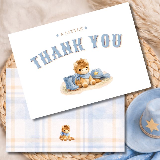 Tarjeta De Agradecimiento A Little Cowboy Baby Boy Shower Thank You (Subido por el creador)