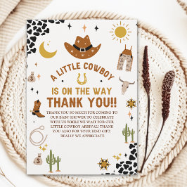 Tarjeta De Agradecimiento A Little Cowboy Is on The Way Cute Baby Shower