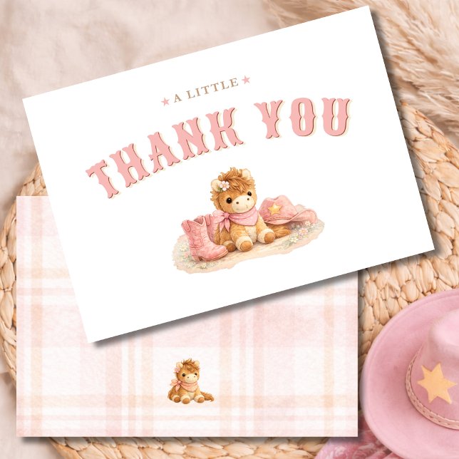 Tarjeta De Agradecimiento A Little Cowgirl Baby Girl Shower Thank You (Subido por el creador)