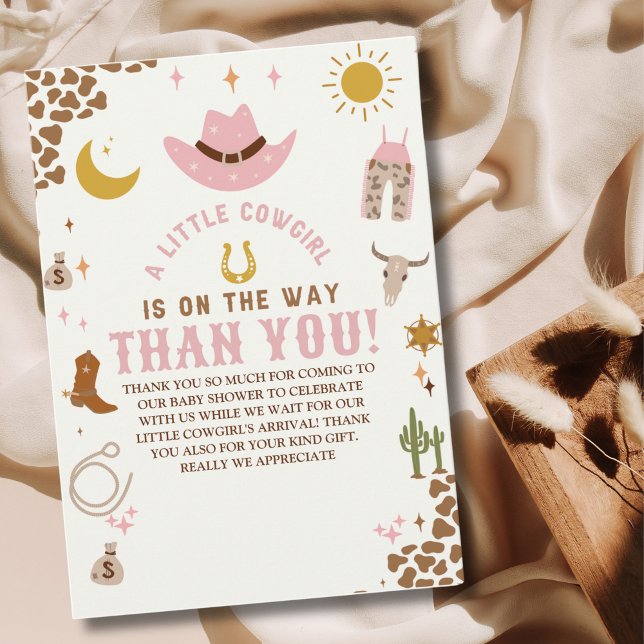 Tarjeta De Agradecimiento A Little Cowgirl Is on The Way Cute Baby Shower (Subido por el creador)