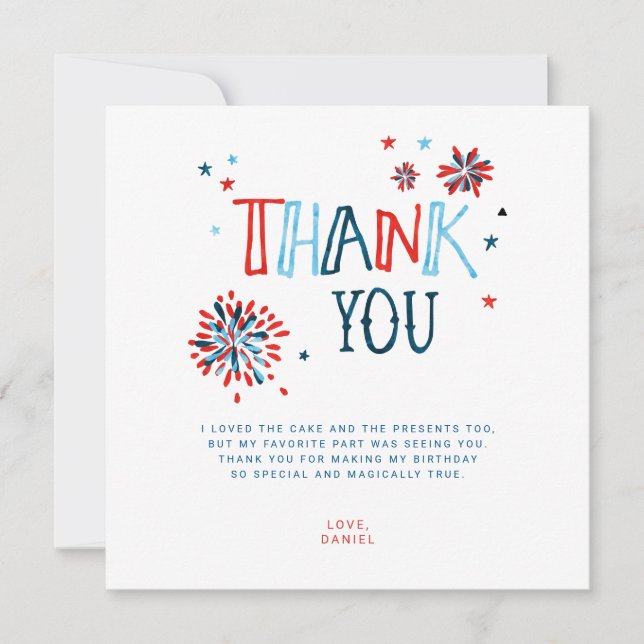 Tarjeta de agradecimiento a Little Firecracker del (Anverso)