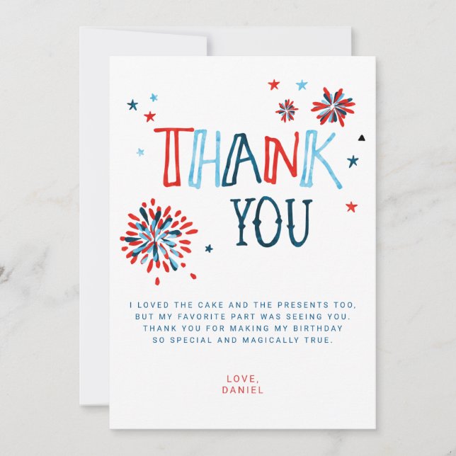 Tarjeta de agradecimiento a Little Firecracker del (Anverso)