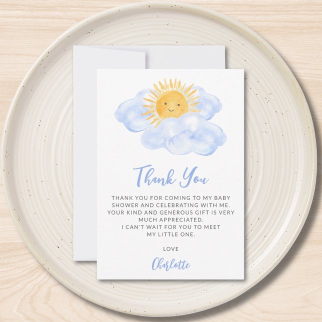 Tarjeta De Agradecimiento A Little Ray Of Sunshine Boy's Baby Shower (Subido por el creador)
