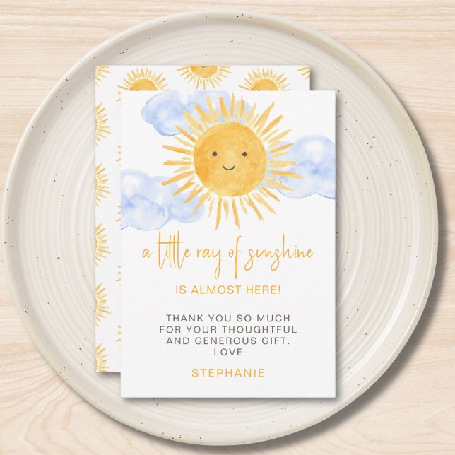 Tarjeta De Agradecimiento A Little Ray of Sunshine Clouds Baby Shower (Subido por el creador)