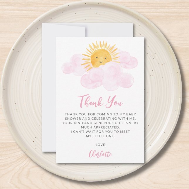 Tarjeta De Agradecimiento A Little Ray Of Sunshine Girl's Baby Shower (Subido por el creador)