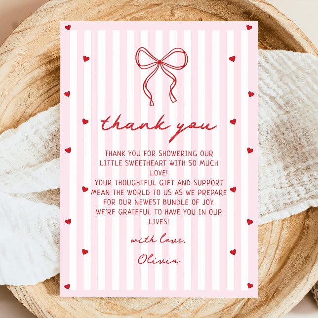Tarjeta De Agradecimiento A Little Sweetheart Valentine's Baby Shower (Subido por el creador)