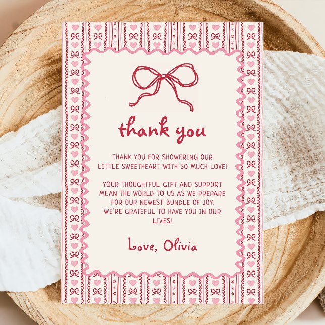 Tarjeta De Agradecimiento A Little Sweetheart Valentine's Baby Shower (Subido por el creador)