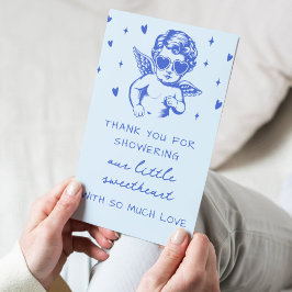 Tarjeta De Agradecimiento A Little Sweetheart Valentines Boy Baby Shower