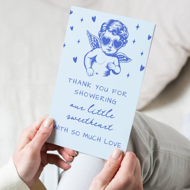 Tarjeta De Agradecimiento A Little Sweetheart Valentines Boy Baby Shower (Subido por el creador)