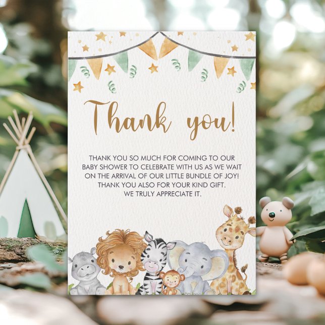 Tarjeta De Agradecimiento A Little Wild One - Baby Shower Safari Animals (Subido por el creador)