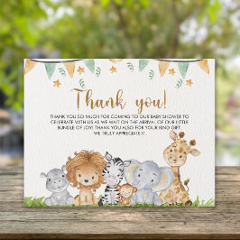 Tarjeta De Agradecimiento A Little Wild One Safari Animals Baby Shower