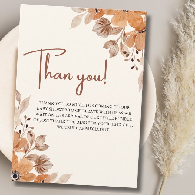 Tarjeta De Agradecimiento A Little Wildflower is on The Way Girl Baby Shower (Subido por el creador)