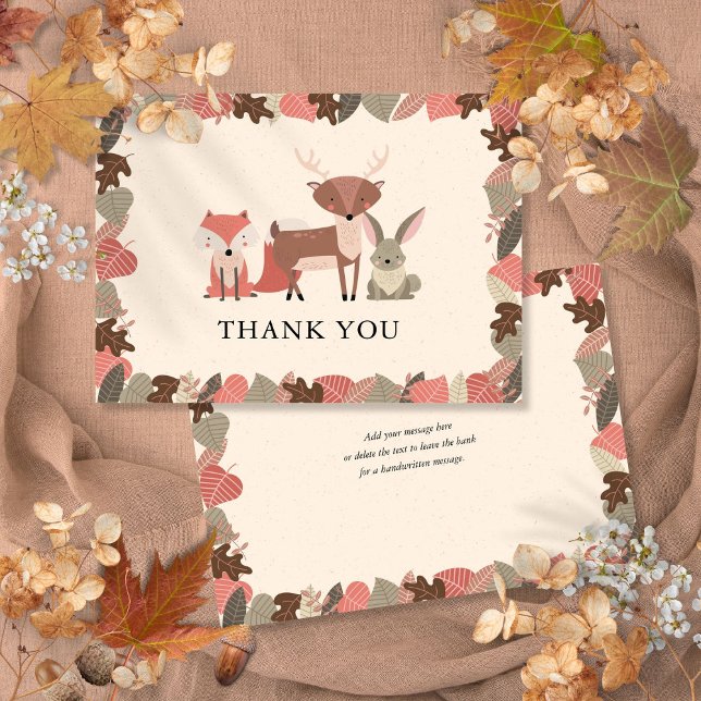 Tarjeta de agradecimiento a los animales rústicos  (Rustic Woodland Animals Thank You Card)