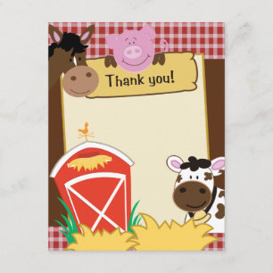 Tarjeta de agradecimiento a los bebés granjeros es