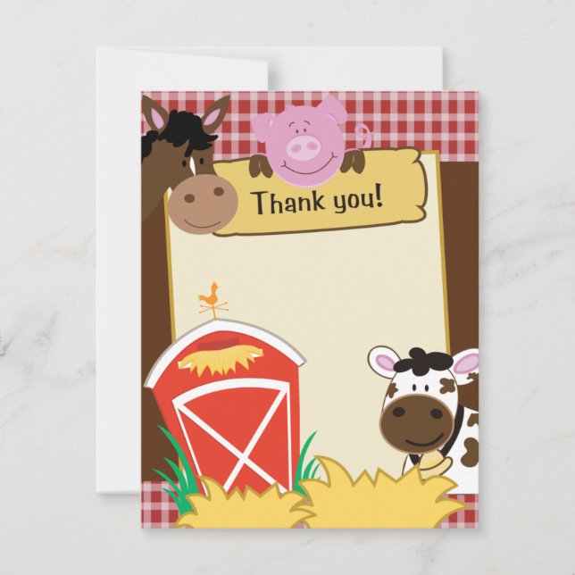 Tarjeta de agradecimiento a los bebés granjeros es (Anverso)
