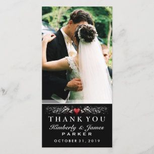 Tarjeta de agradecimiento a los Bodas blancos y ne