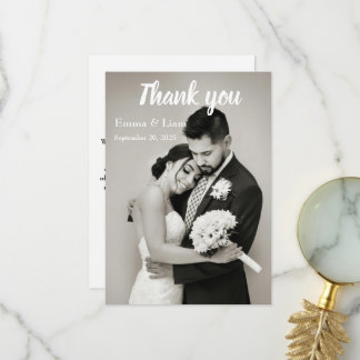 Tarjeta de agradecimiento a los Bodas blancos y ne