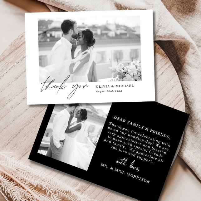 Tarjeta de agradecimiento a los Bodas blancos y ne (Subido por el creador)