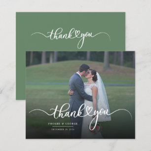 Tarjeta de agradecimiento a los Bodas con letras d