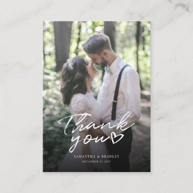 Tarjeta de agradecimiento a los Bodas con letras d (Anverso)