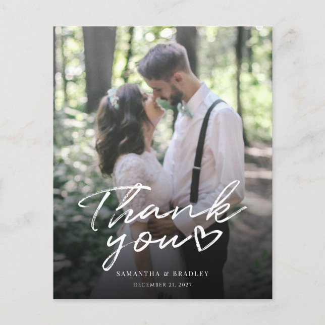 Tarjeta de agradecimiento a los Bodas con letras d (Anverso)
