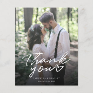 Tarjeta de agradecimiento a los Bodas con letras d