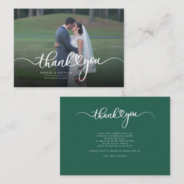 Tarjeta de agradecimiento a los Bodas con letras d (Anverso / Reverso)