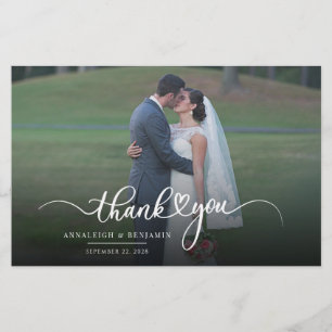 Tarjeta de agradecimiento a los Bodas con letras m