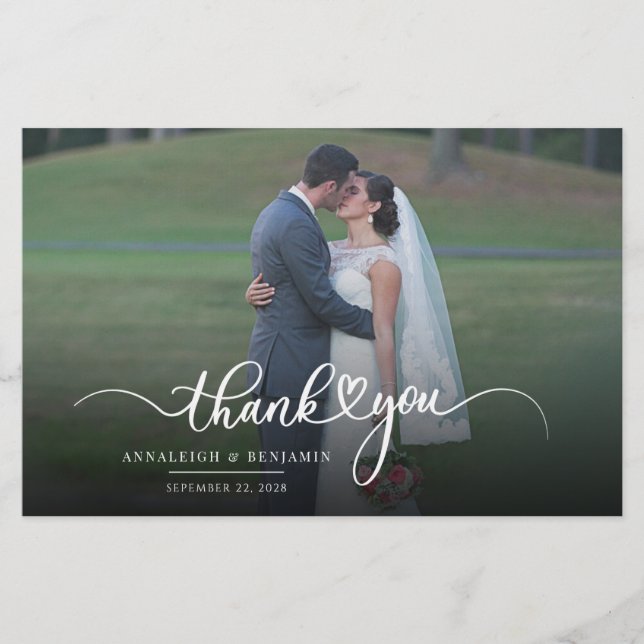 Tarjeta de agradecimiento a los Bodas con letras m (Anverso)