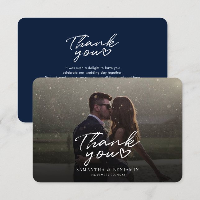 Tarjeta de agradecimiento a los Bodas de guiones m (Anverso / Reverso)