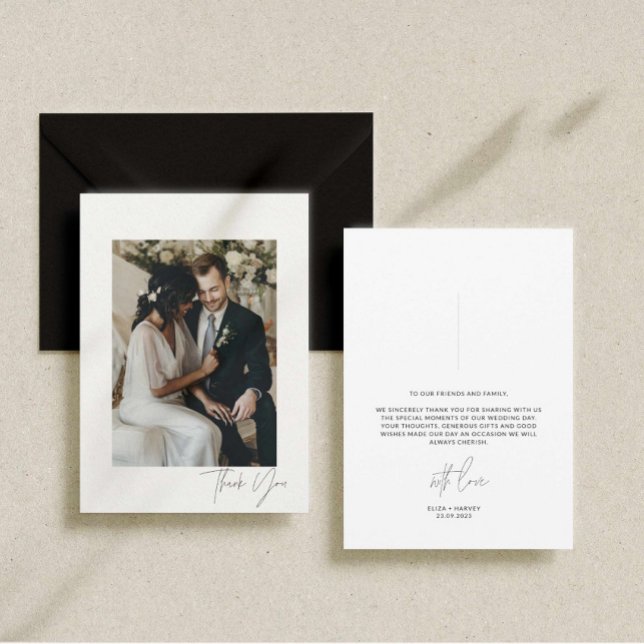 Tarjeta de agradecimiento a los Bodas de guiones m (minimalistic wedding thank you card)