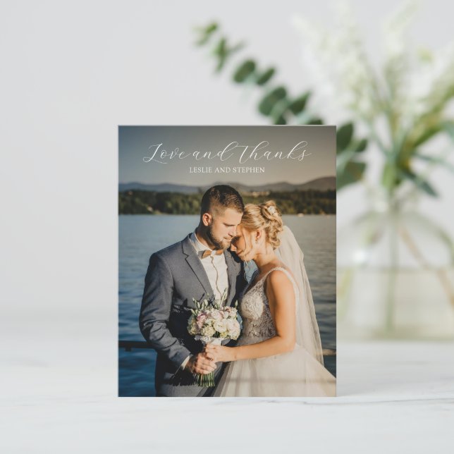 Tarjeta de agradecimiento a los Bodas de presupues (Anverso de pie)