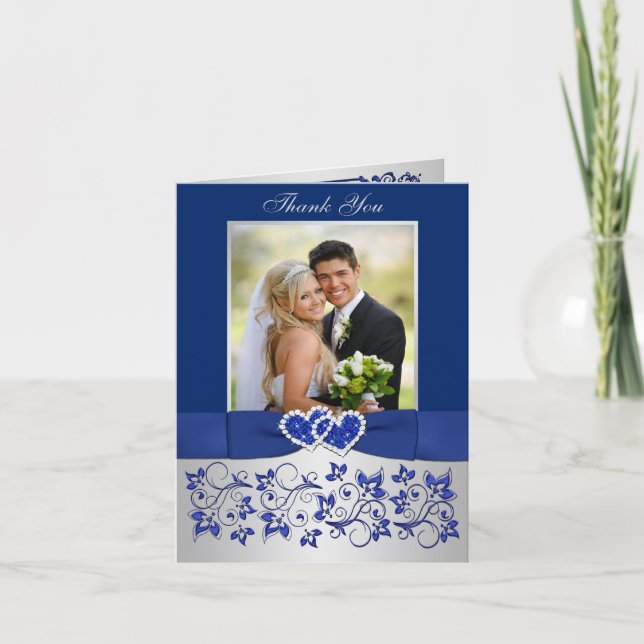 Tarjeta de agradecimiento a los Bodas florales azu (Anverso)