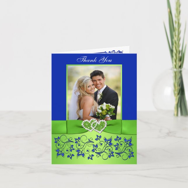 Tarjeta de agradecimiento a los Bodas florales azu (Anverso)