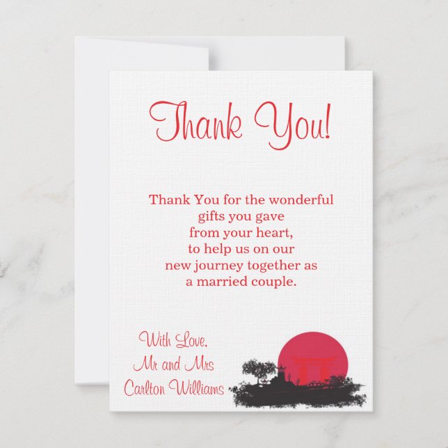 Tarjeta de agradecimiento a los Bodas japoneses en (Anverso)