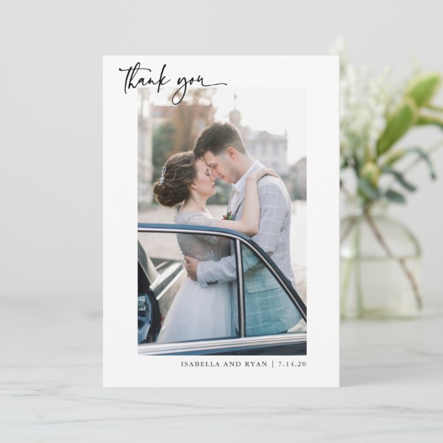 Tarjeta de agradecimiento a los Bodas modernos (Anverso de pie)