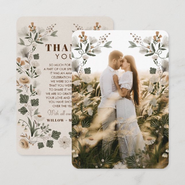 Tarjeta de agradecimiento a los Bodas populares mo (Anverso / Reverso)