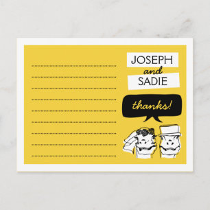 Tarjeta de agradecimiento a los Bodas Retro