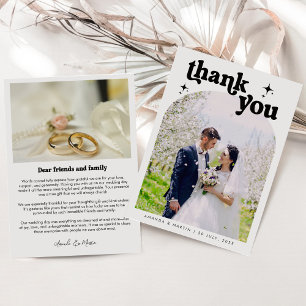 Tarjeta de agradecimiento a los Bodas Retro minima