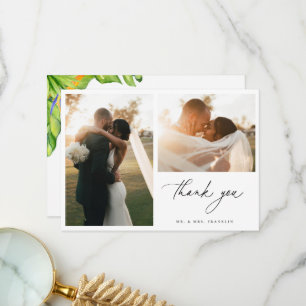 Tarjeta de agradecimiento a los Bodas tropicales