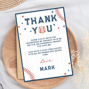 Tarjeta de agradecimiento a los chicos de béisbol