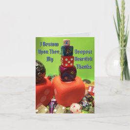 Tarjeta de agradecimiento a los dados medievales